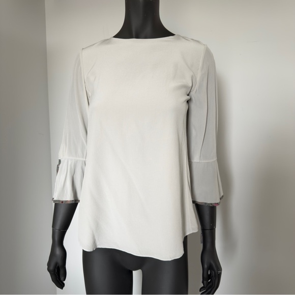 🪽Chloé Silk Blouse with Bell Tie Sleeves - Storm Grey - Size S - Picture 1 of 11